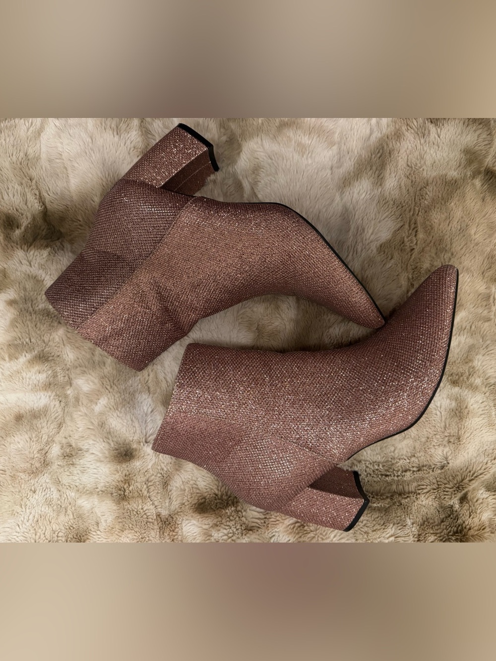 Olivia & Kate Women’s Shimmer Pointed Toe Ankle Rachel Boot - Rose Gold Pink